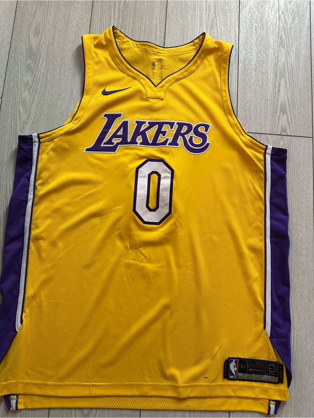 Nike Yellow & Purple Los Angeles Lakers Basketball Jersey - #0